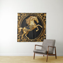 Goud paardengoud en zwart sierlijk lijst