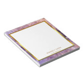 Goud paars amethyst gemstone gepersonaliseerd notitieblok (Schuin)