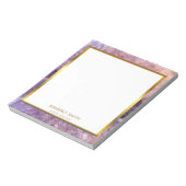 Goud paars amethyst gemstone gepersonaliseerd notitieblok (Linkerzijde)