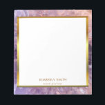 Goud paars amethyst gemstone gepersonaliseerd notitieblok<br><div class="desc">Stijlvol,  stijlvol,  origineel professioneel notitieblok. Elegant paars edelsteen en goudvormig lijst. U kunt de tekst eenvoudig wijzigen. Als je hulp nodig hebt,  kun je contact met me opnemen.</div>