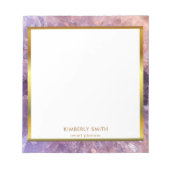 Goud paars amethyst gemstone gepersonaliseerd notitieblok (Voorkant)