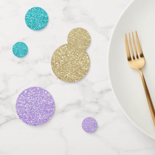 Goud Paars & Aqua Blauwe Glitterschuim Confetti (Groep)