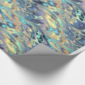 Goud, Paars en Turquoise-gemarmerd patroon Cadeaupapier (Hoek)