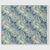 Goud, Paars en Turquoise-gemarmerd patroon Cadeaupapier (Vlak)