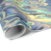 Goud, Paars en Turquoise-gemarmerd patroon Cadeaupapier (Rol Hoek)