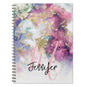 Goud Paars galaxy Space Monogram aangepast Notitieboek (Voorkant)