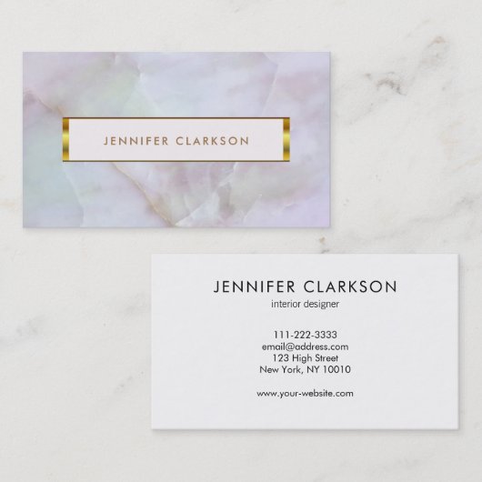 Goud paars kwartsgemstone geode visitekaartje (Voorkant / Achterkant)