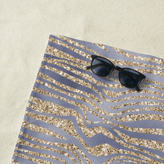 Goud Paars Luxe Glitter Luipaard   Strandlaken (In situ)