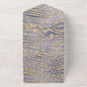 Goud Paars Luxe Glitter Zebraprint All In One Uitnodiging (Buitenkant)