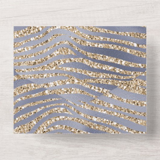 Goud Paars Luxe Glitter Zebraprint All In One Uitnodiging (Achterkant)