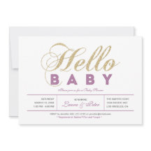 Goud, Paars | Meisje, Moderne Typografie Baby Show