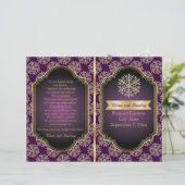 Goud, paars sneeuwvlokgevouwen trouwprogramma (Staand voorkant)