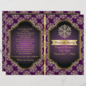 Goud, paars sneeuwvlokgevouwen trouwprogramma (Voorkant / Achterkant)