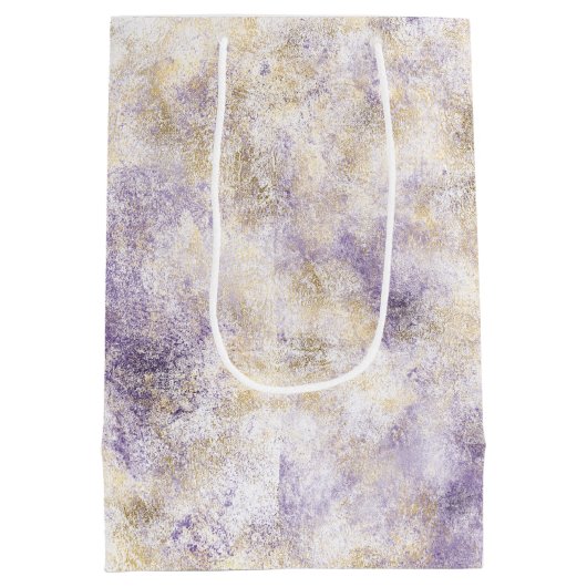 Goud Paarse Abstract Medium Cadeauzakje (Achterkant)