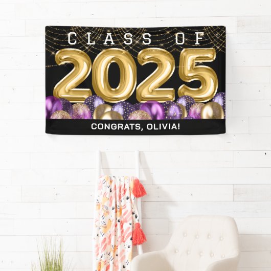 Goud Paarse Afstuderen Spandoek (Insitu)