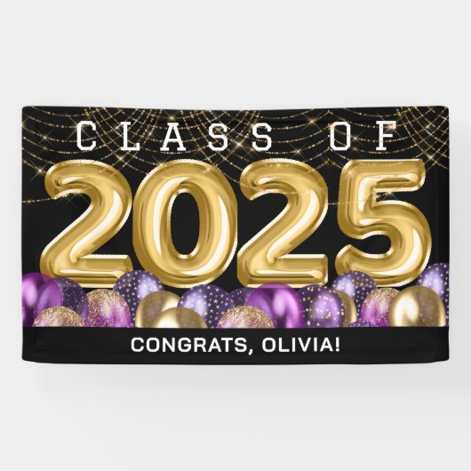 Goud Paarse Afstuderen Spandoek (Horizontaal)