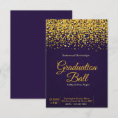 Goud Paarse Afstuderen Uitnodigingsfeest Kaart (Voorkant / Achterkant)