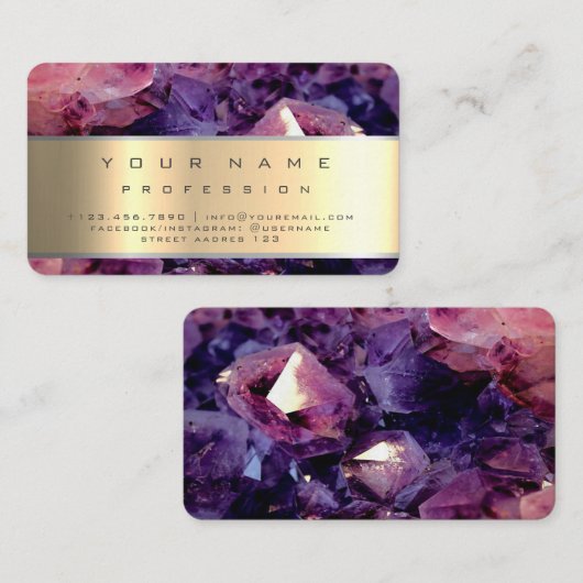 Goud Paarse Amethist Edelsteen Geode Visitekaartje (Voorkant / Achterkant)
