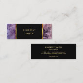 Goud paarse amethyste gemstone geode mini visitekaartje (Voorkant / Achterkant)