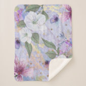 Goud paarse blauw floraal waterverf script sherpa deken (Voorkant)