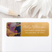 Goud paarse blauw groen marmer waterverf adres etiket (Insitu)