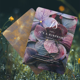 Goud Paarse Blauw Hydrangea Verrassing 18e Verjaar Kaart