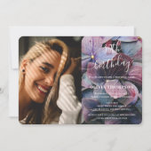 Goud Paarse Blauw Hydrangeas 30e Verjaardag Foto Kaart (Voorkant)