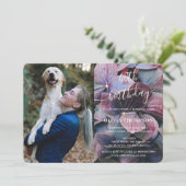 Goud Paarse Blauw Hydrangeas 40e Verjaardag Foto Kaart (Staand voorkant)