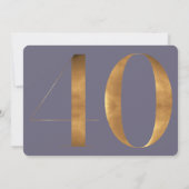 Goud Paarse Blauw Hydrangeas 40e Verjaardag Foto Kaart (Achterkant)