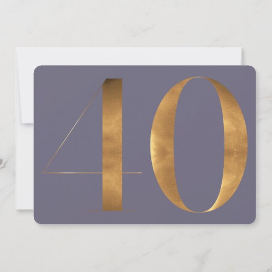 Goud Paarse Blauw Hydrangeas 40e Verjaardag Foto Kaart (Achterkant)