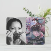 Goud Paarse Blauw Hydrangeas 50e Verjaardag Foto Kaart (Staand voorkant)