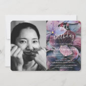 Goud Paarse Blauw Hydrangeas 50e Verjaardag Foto Kaart (Voorkant)