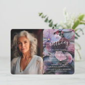 Goud Paarse Blauw Hydrangeas 70e Verjaardag Foto Kaart (Staand voorkant)