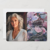 Goud Paarse Blauw Hydrangeas 70e Verjaardag Foto Kaart (Voorkant)