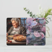 Goud Paarse Blauw Hydrangeas 80e Verjaardag Foto Kaart (Staand voorkant)