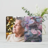 Goud Paarse Blauwe Hortensia's 90ste Verjaardagsfo Kaart (Staand voorkant)