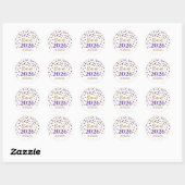 Goud Paarse Confetti Afstuderen 2026 Ronde Sticker (Vel)