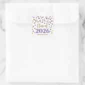 Goud Paarse Confetti Afstuderen 2026 Vierkante Sticker (Tas)