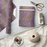Goud & Paarse Damask Faux Velvet Christmas Cadeaupapier<br><div class="desc">Faux gouden fluweel damast patroon op faux blauwe satijnen achtergrond. Elegant voor de kerstvakantie seizoen & elke andere gelegenheid. Perfect voor al je cadeaus.</div>