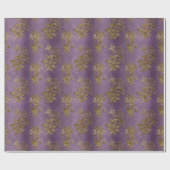 Goud & Paarse Damask Faux Velvet Christmas Cadeaupapier (Vlak)