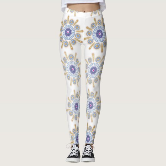 Goud, paarse en blauw Aantrekkelijk Leggings (Voorkant)