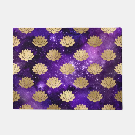 Goud & Paarse Galaxy Dharma Mandala Patroon Deurmat (Voorkant)