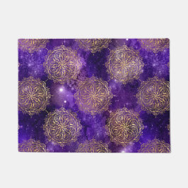 Goud & Paarse Galaxy Dharma Mandala Patroon Deurmat