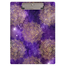 Goud & Paarse Galaxy Dharma Mandala Patroon