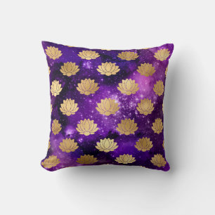 Goud & Paarse Galaxy Dharma Mandala Patroon Kussen
