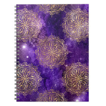 Goud & Paarse Galaxy Dharma Mandala Patroon