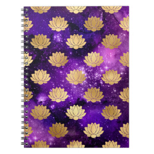 Goud & Paarse Galaxy Dharma Mandala Patroon Notitieboek