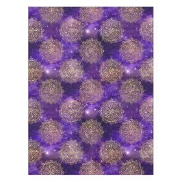 Goud & Paarse Galaxy Dharma Mandala Patroon Tafelkleed