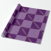 Goud paarse Geometrisch patroon Inpakpapier (Uitgerold)