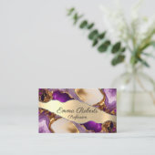 Goud Paarse glanzende steen glitter Visitekaartje (Staand voorkant)